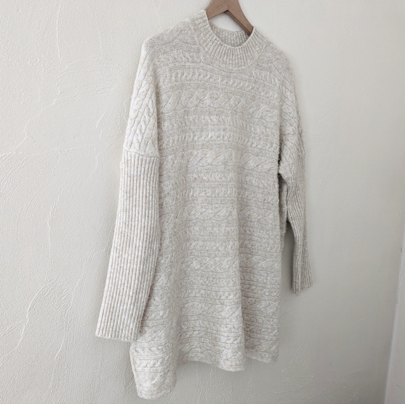 Soft Surroundings Ivory Oatmeal Alena Wool Blend Oversize Cozy Sweater Medium - Picture 5 of 8
